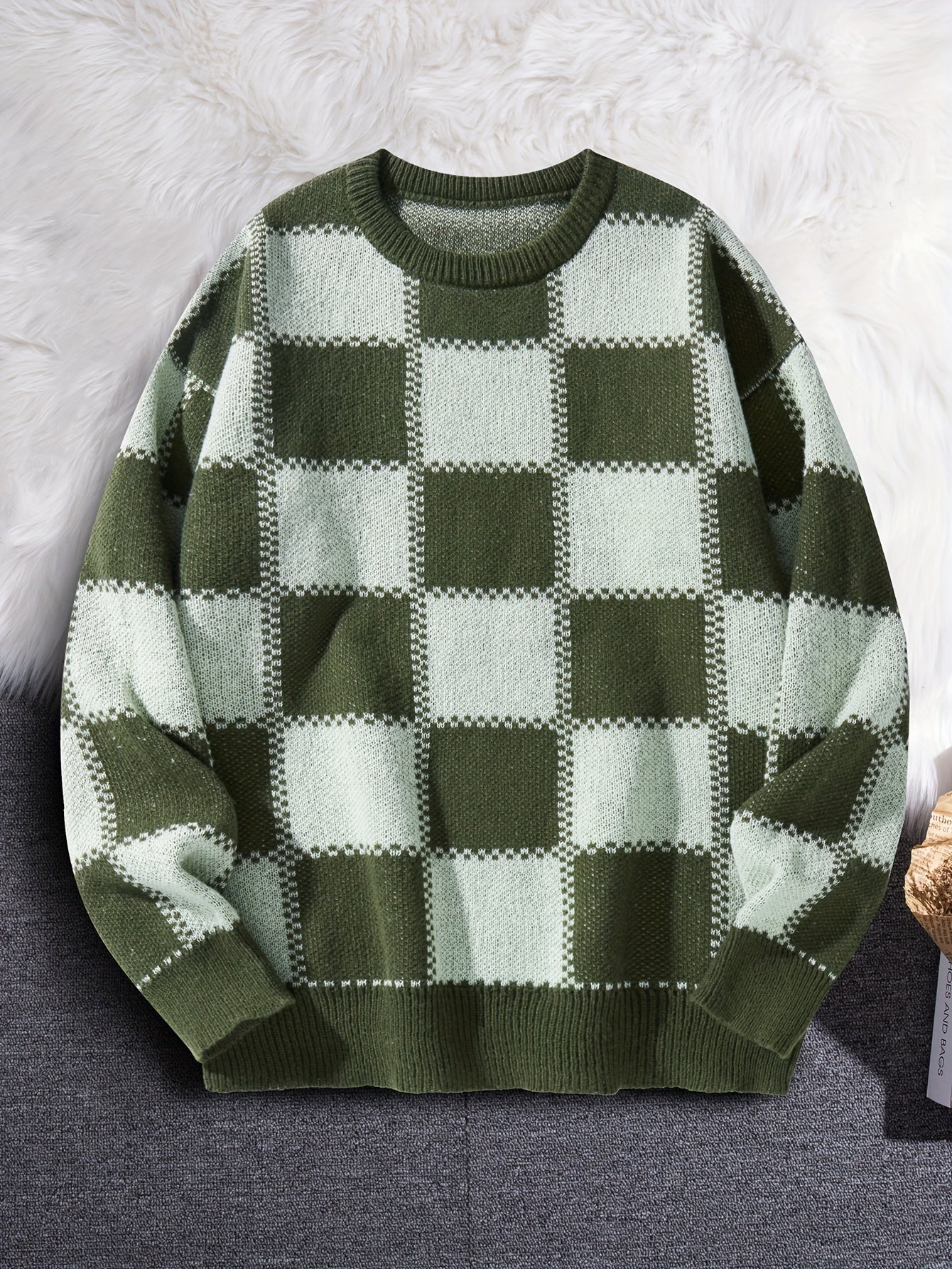 Checkered Knit Sweater