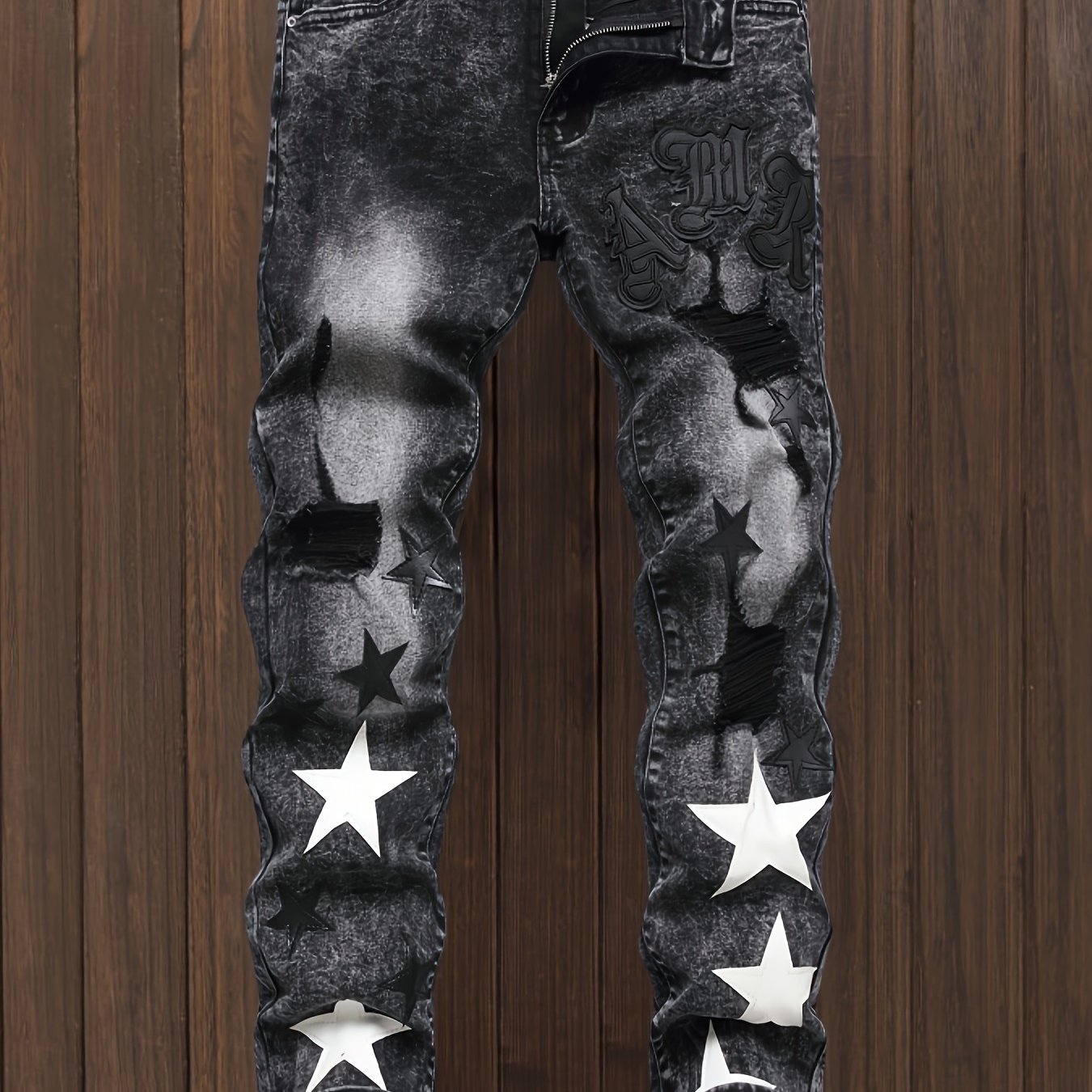 Distressed Star Pattern Skinny Jeans