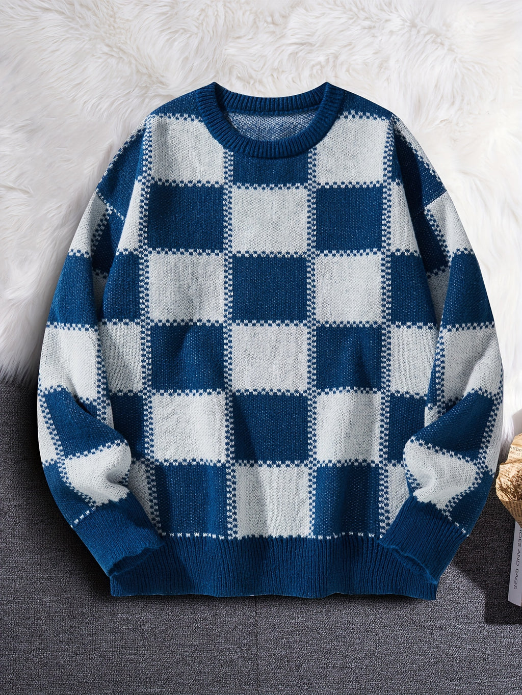 Checkered Knit Sweater