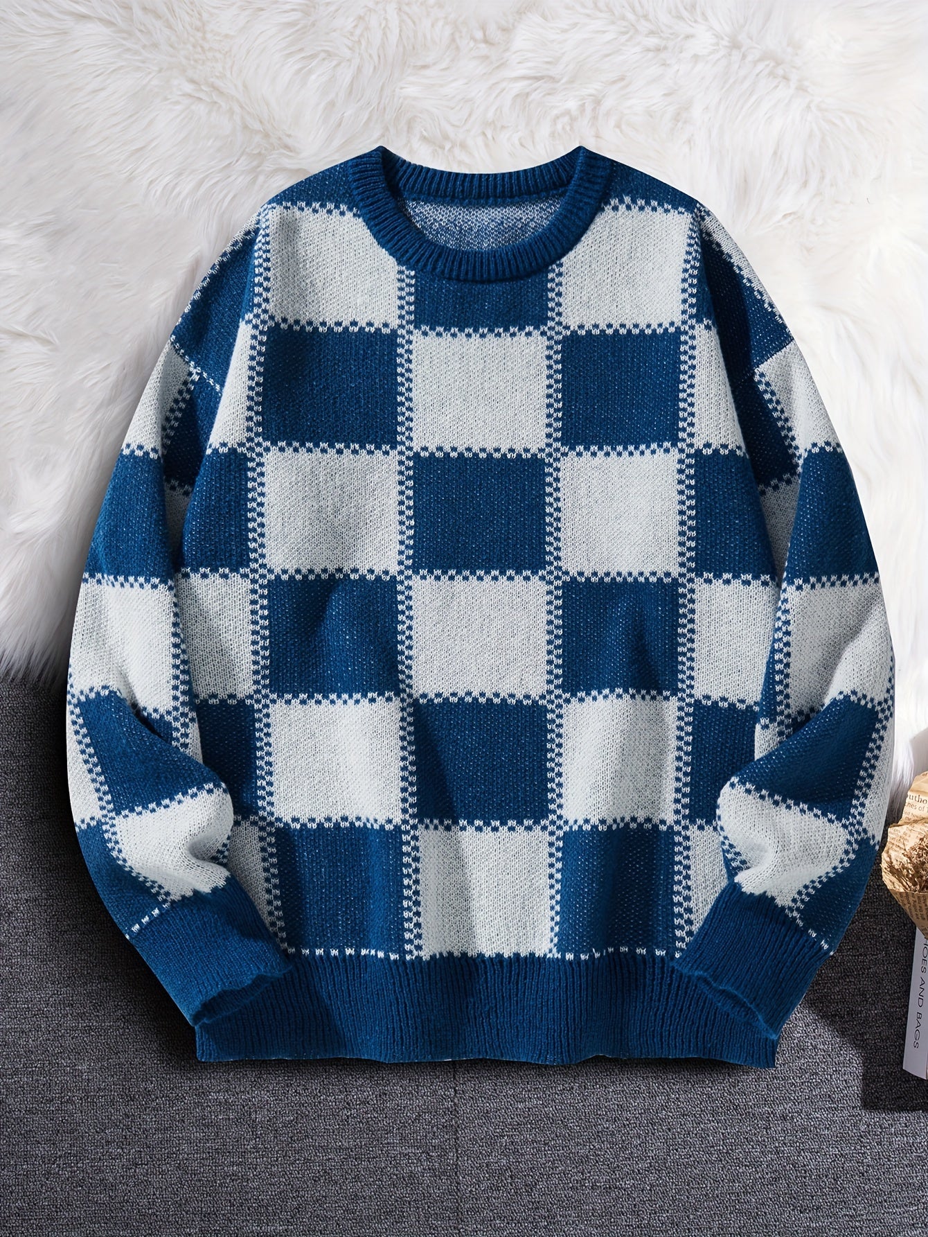 Checkered Knit Sweater
