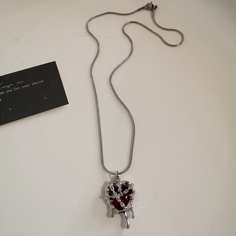 5PC Y2K Gothic Red Cross & Heart Pendant Necklace