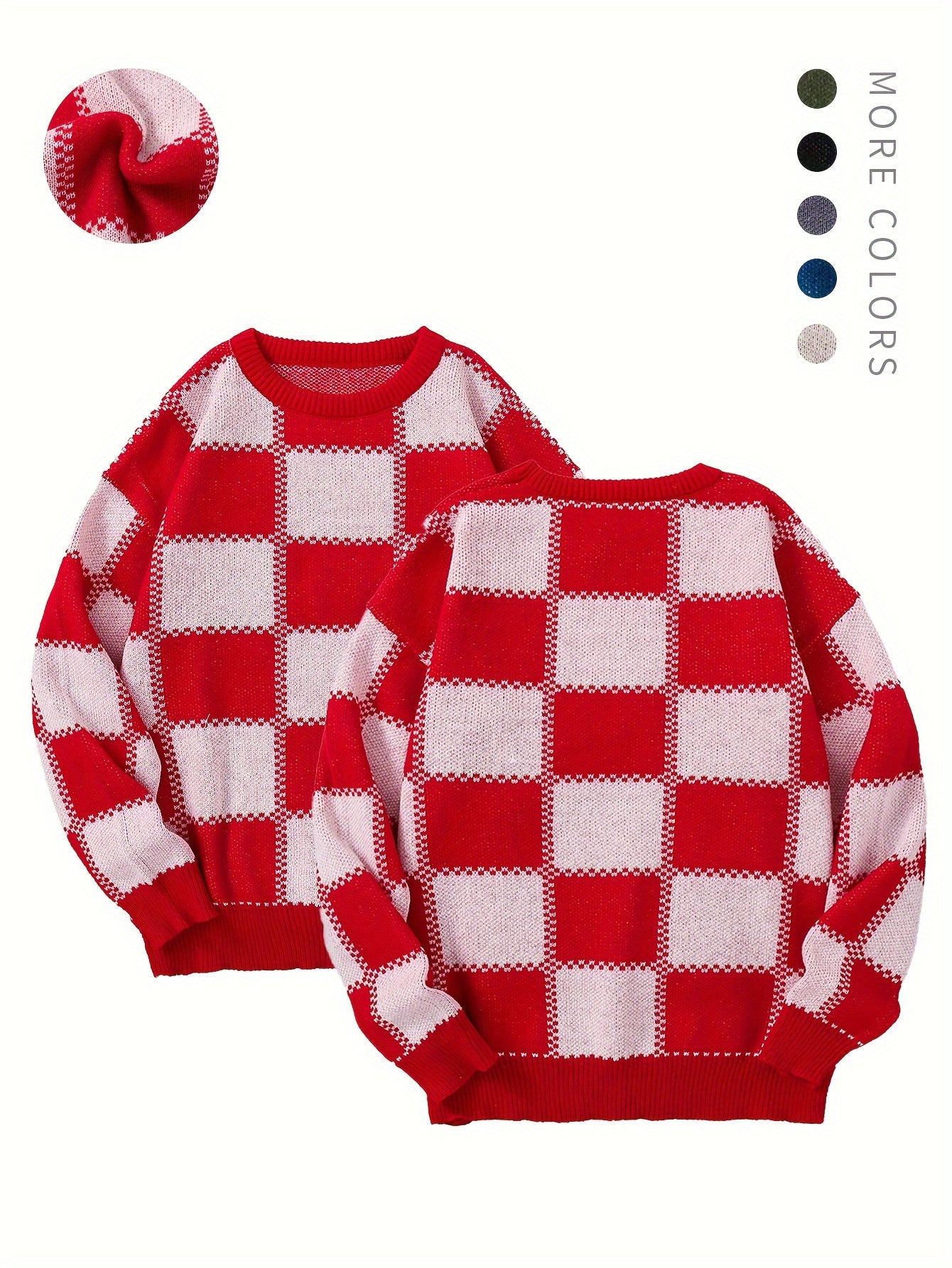 Checkered Knit Sweater