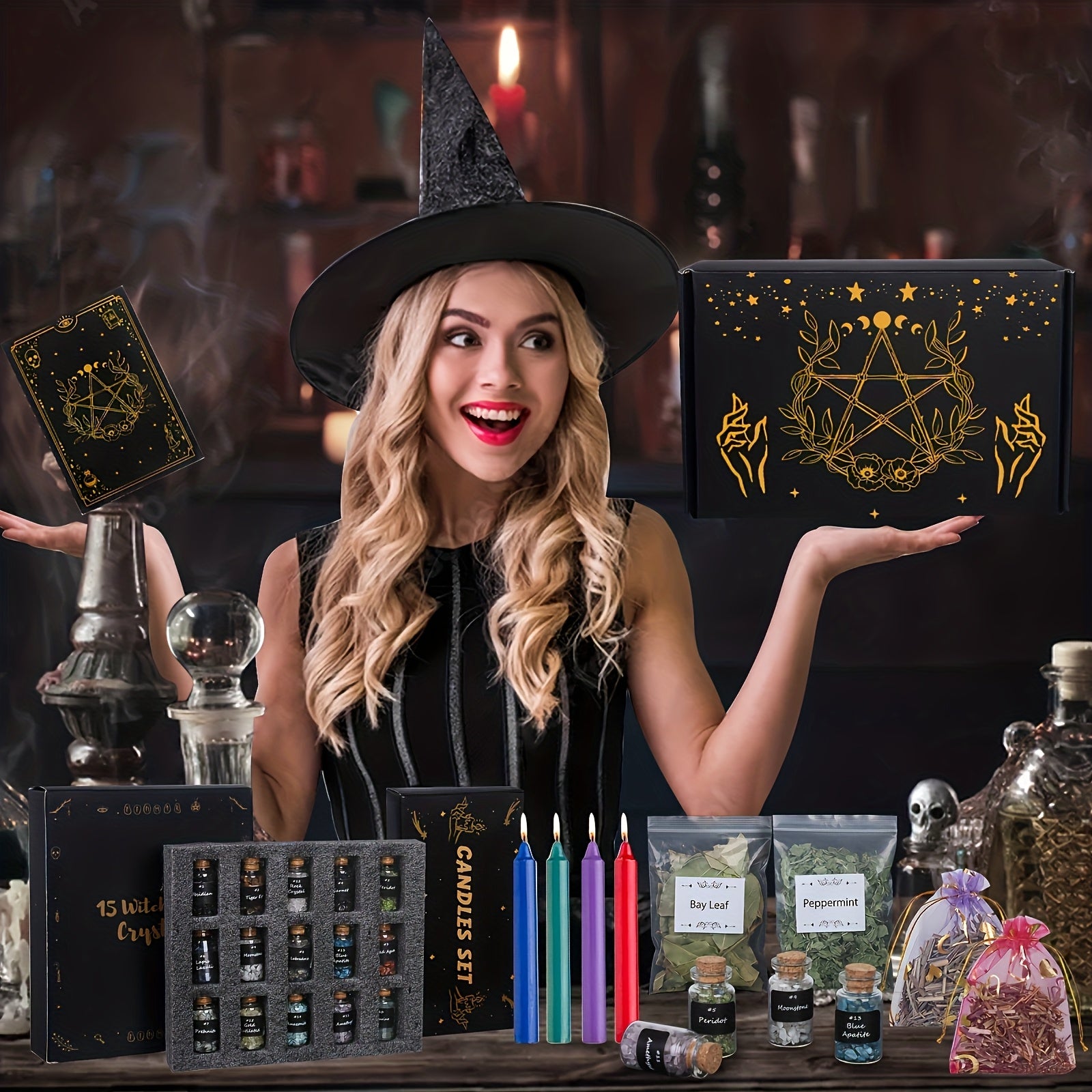 64pcs Witchcraft Supplies Kit