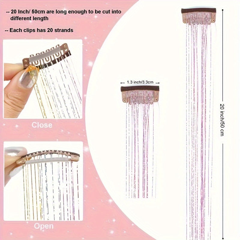 12Pcs Hair Tinsel Clips