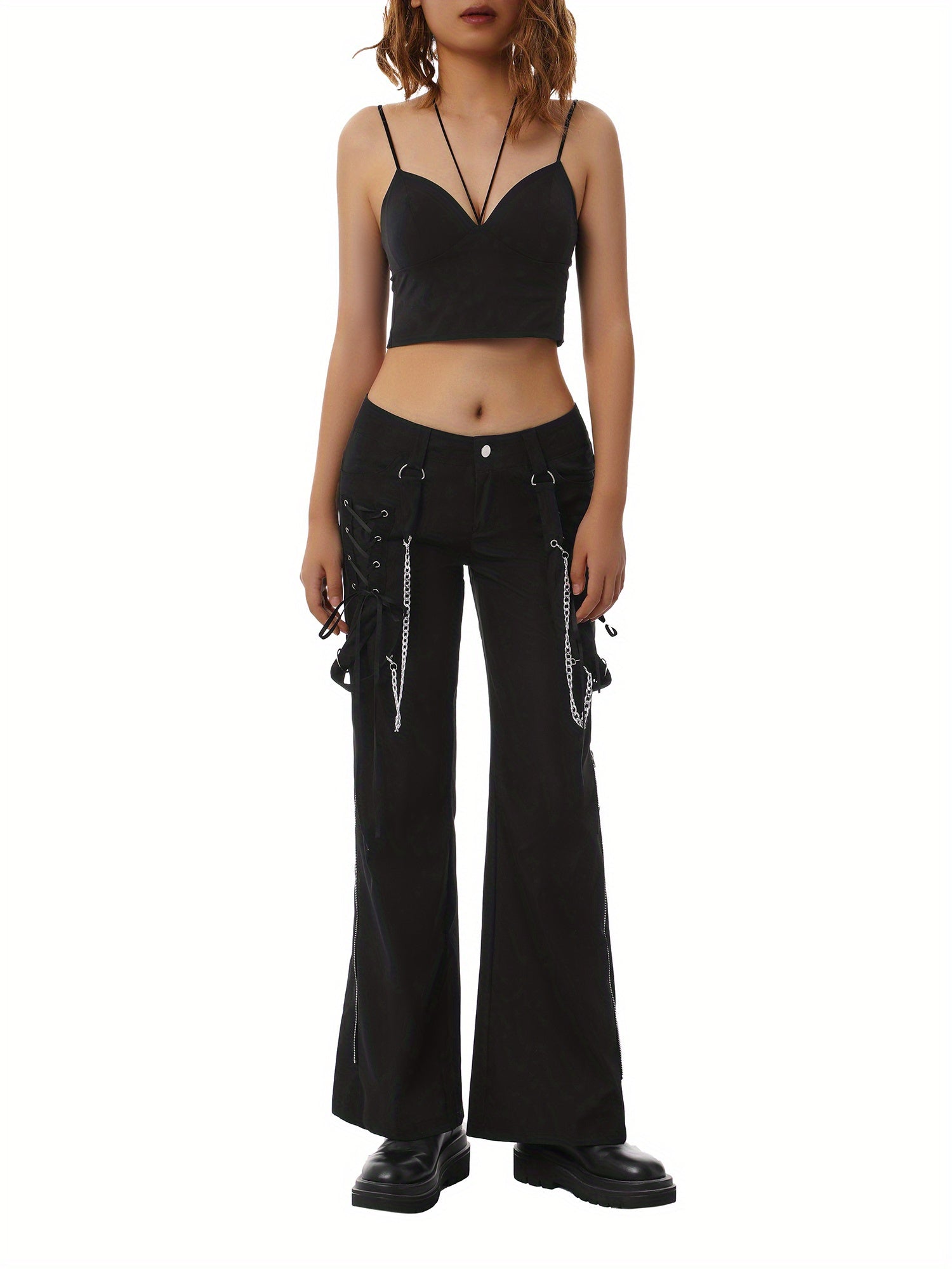 Tied UP Low-Waist Wide-leg Trousers