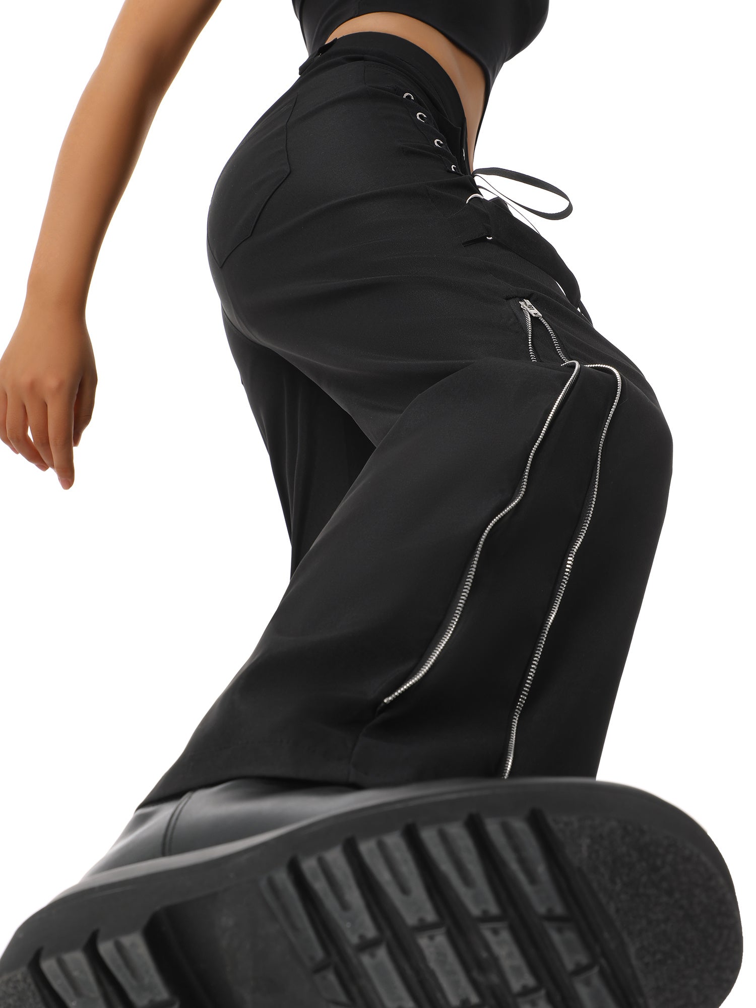 Tied UP Low-Waist Wide-leg Trousers