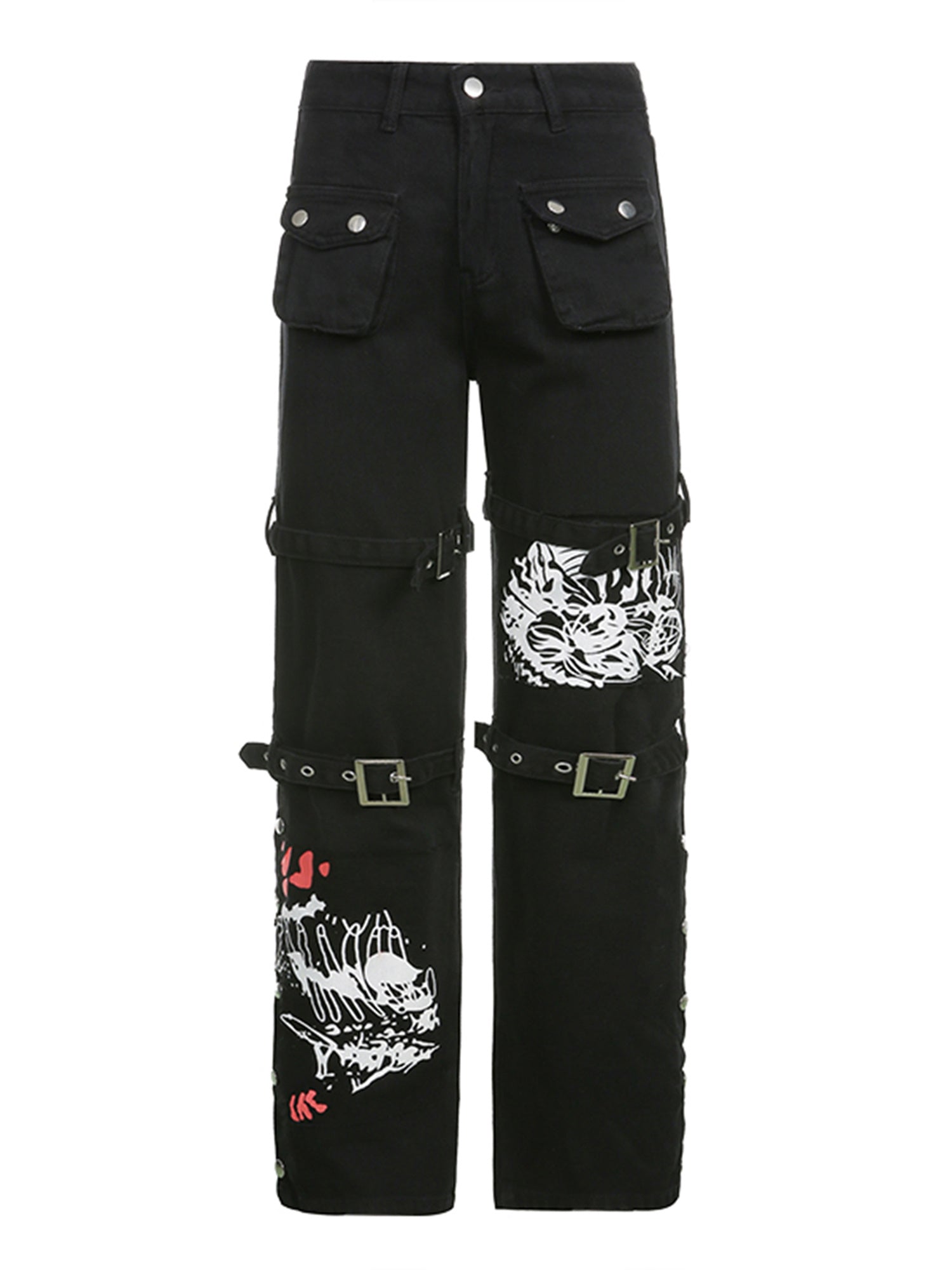 High Waist Bondage Print Jeans
