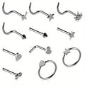 11PCS 316L Stainless Steel Nose Ring Set