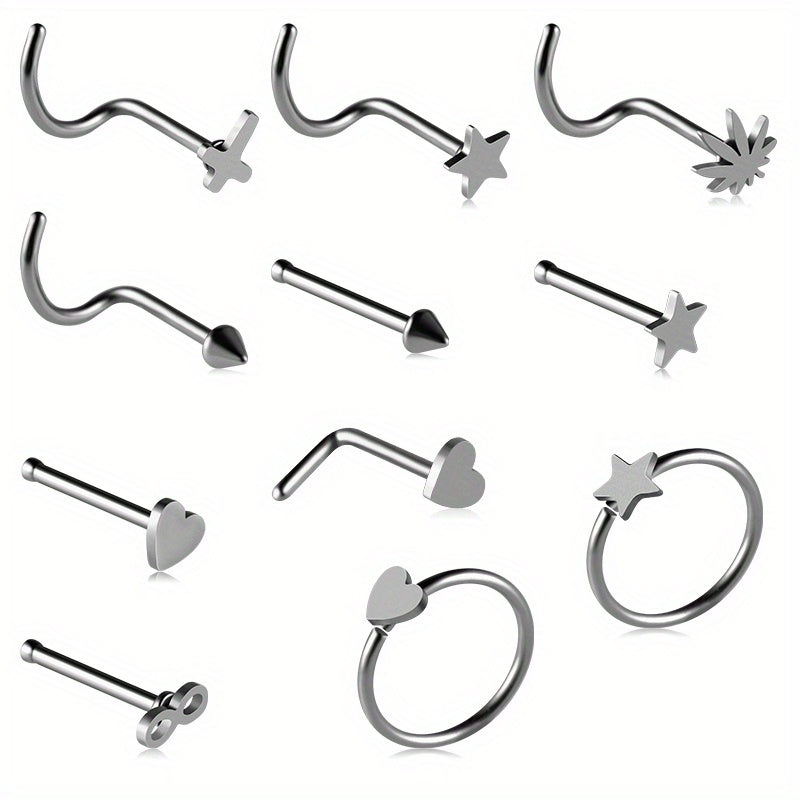 11PCS 316L Stainless Steel Nose Ring Set