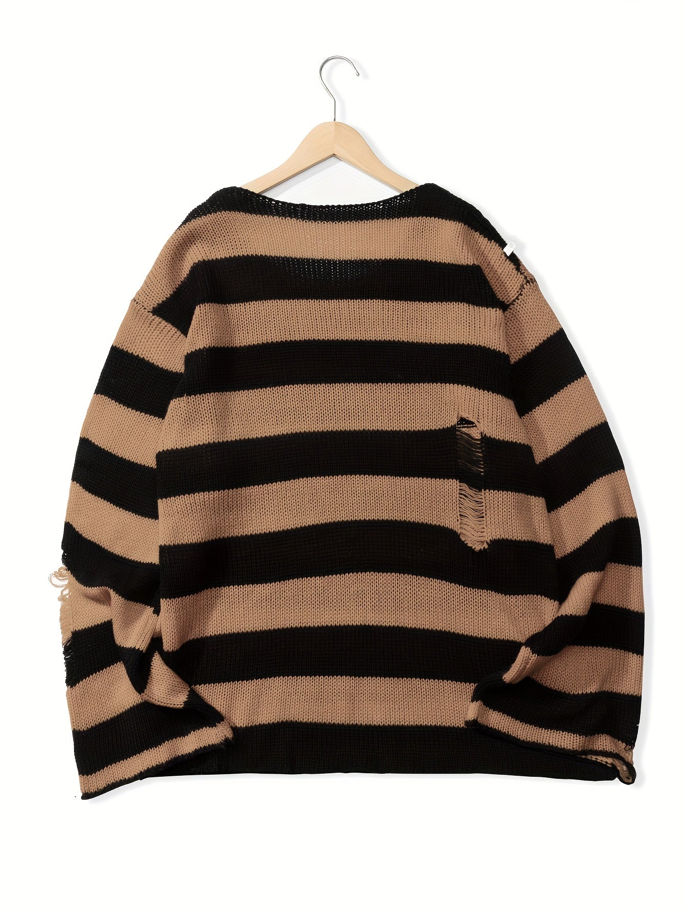 Retro Ripped Striped Sweater
