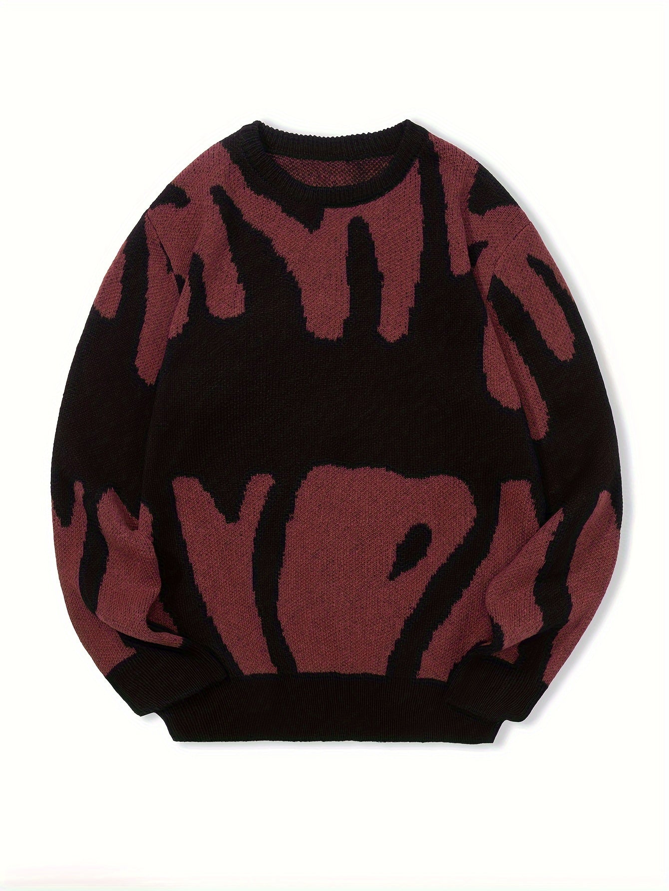 Knitted Letter Print Sweater