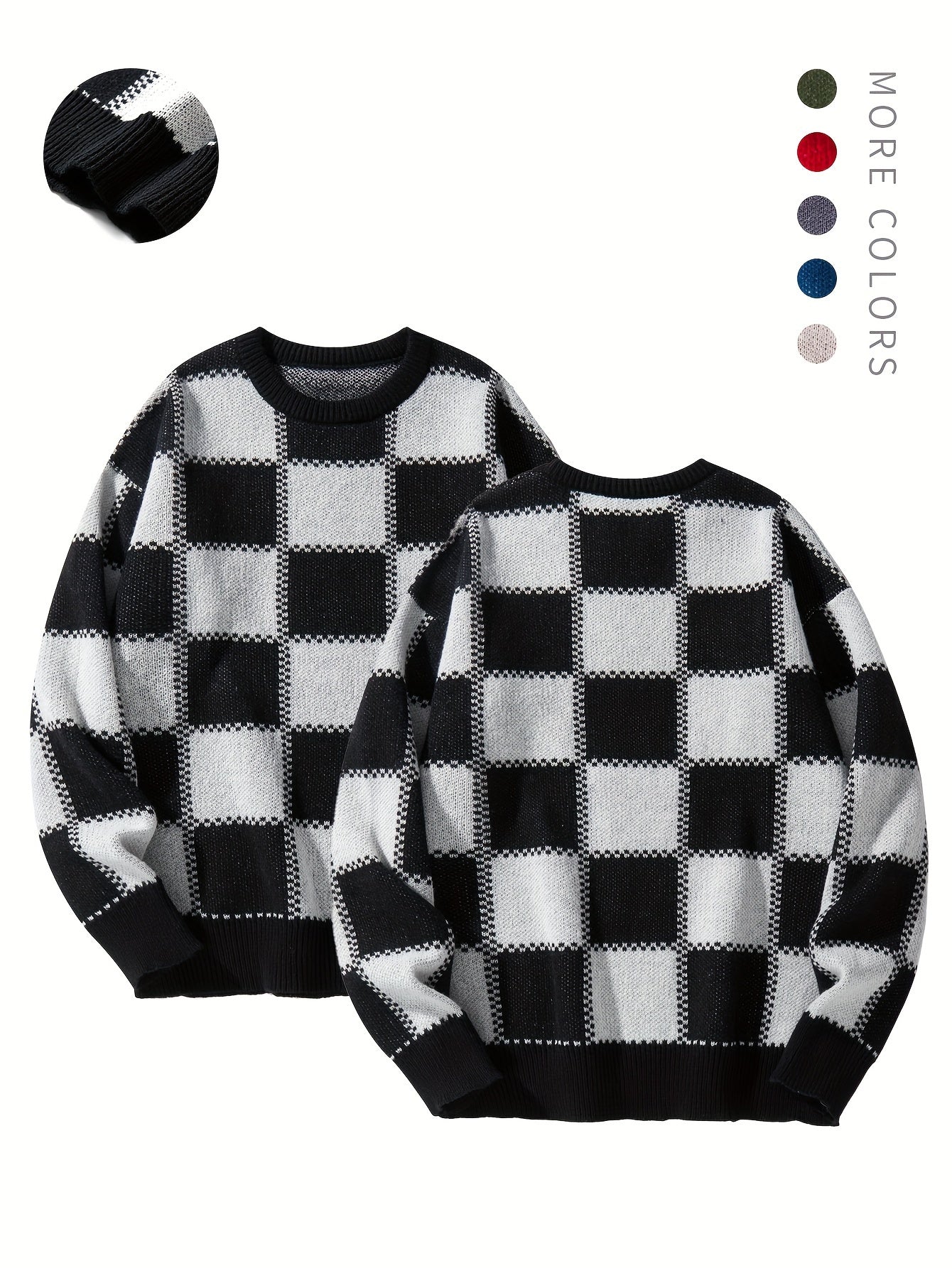 Checkered Knit Sweater