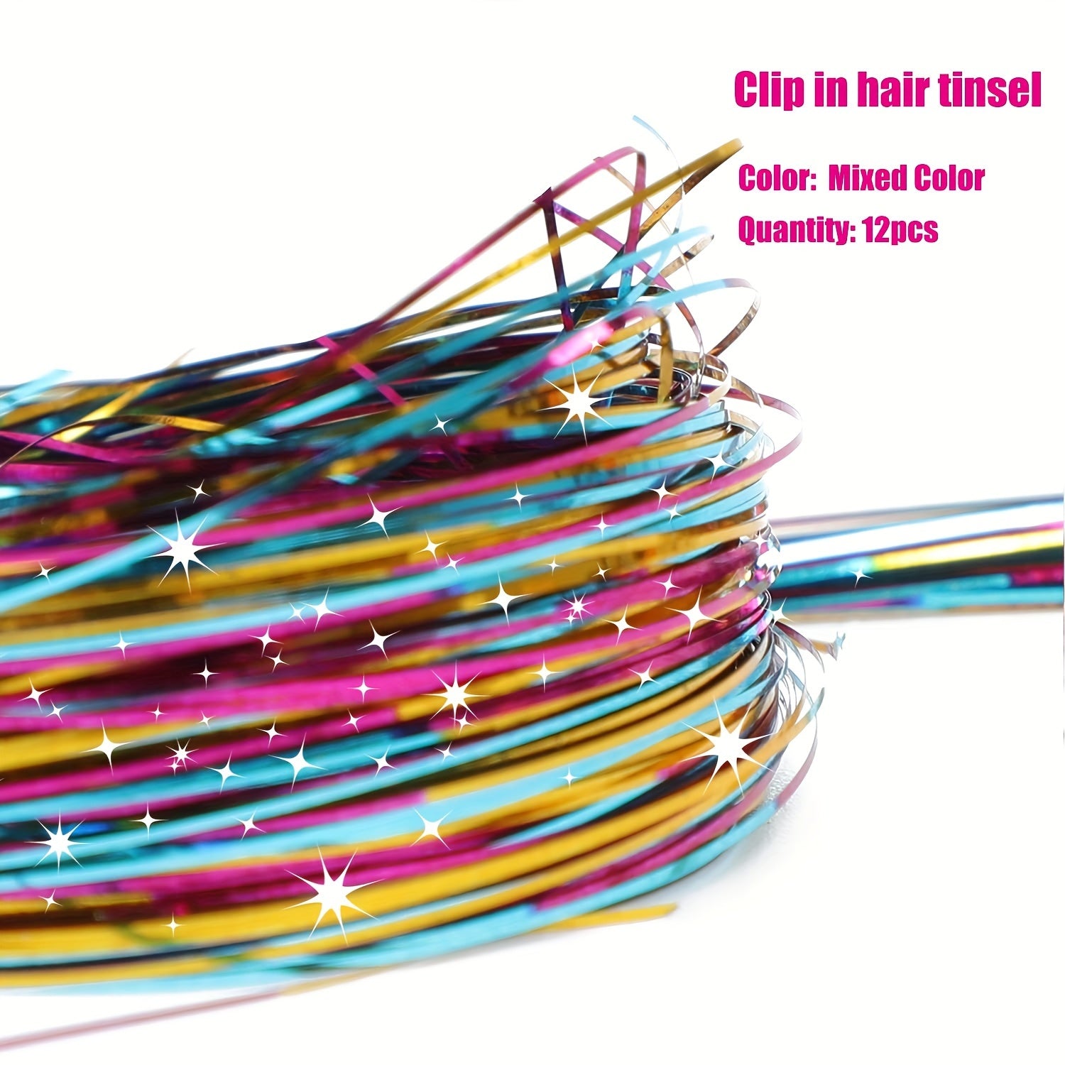 12Pcs Hair Tinsel Clips