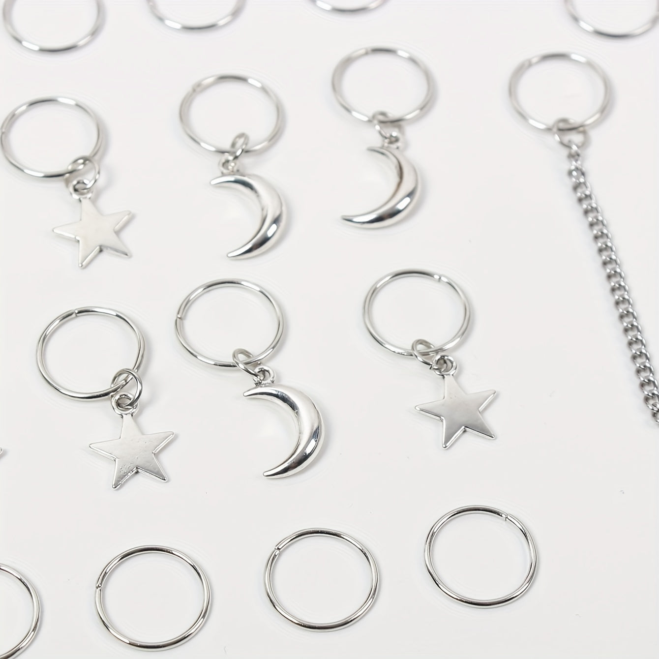 22 Pcs Star and Moon Hair Rings