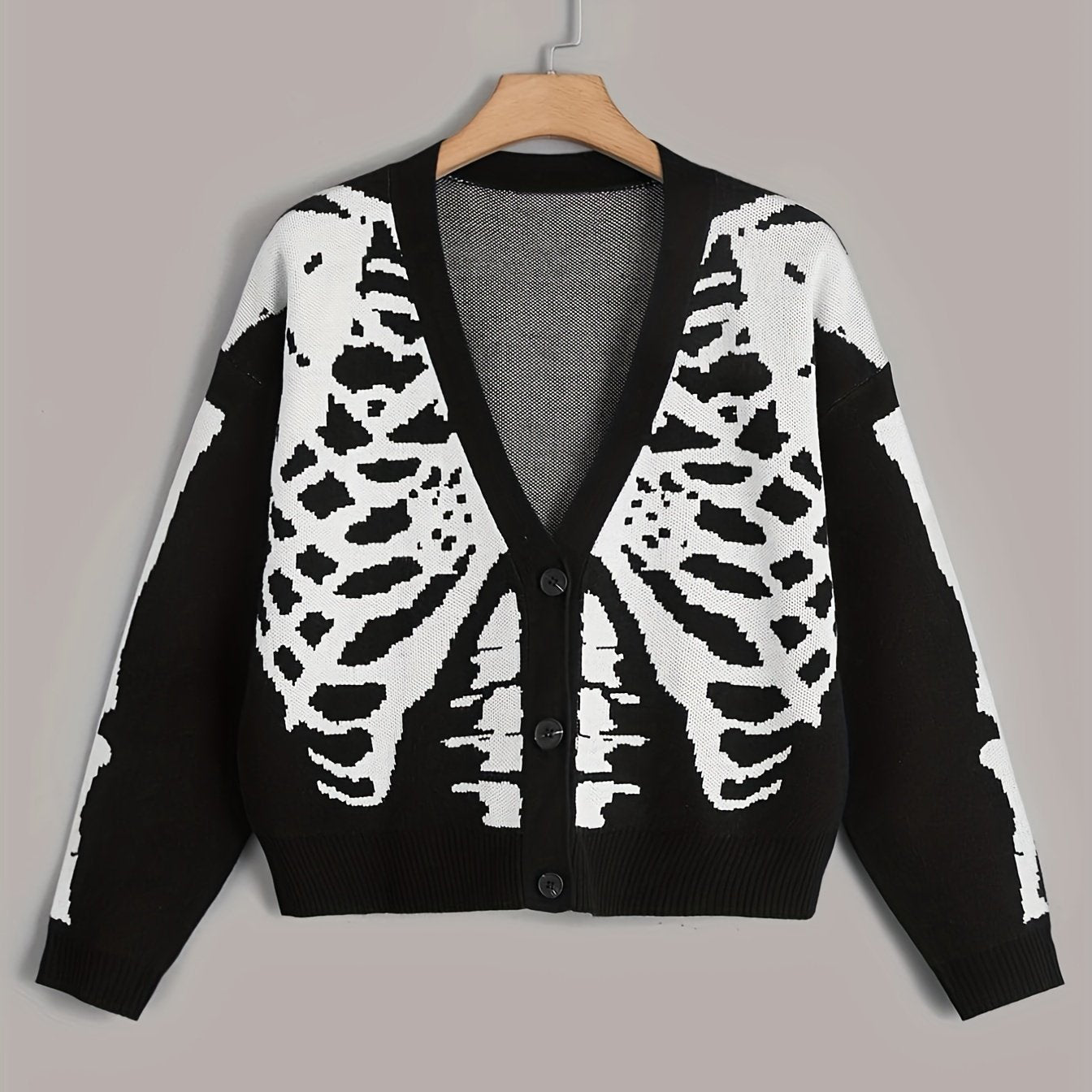 Skeleton Print Knit Cardigan