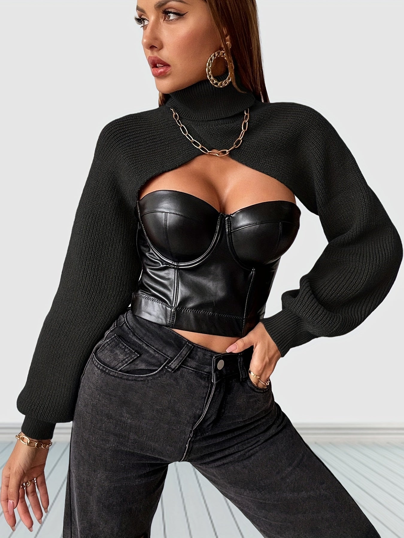 Turtle Neck Crop Sweater