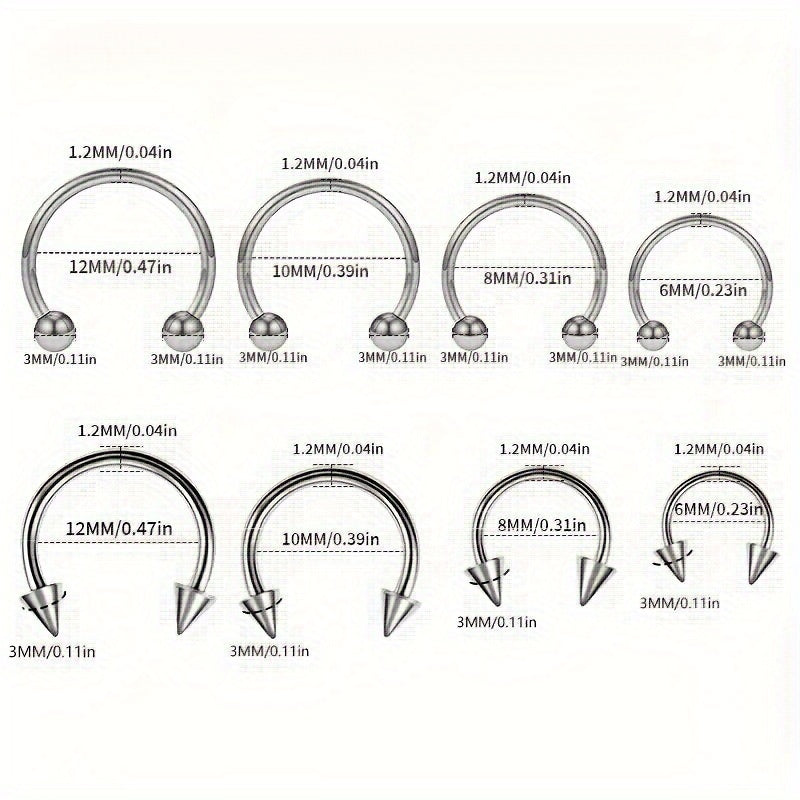 32pcs/set 16G Septum Horseshoe Rings