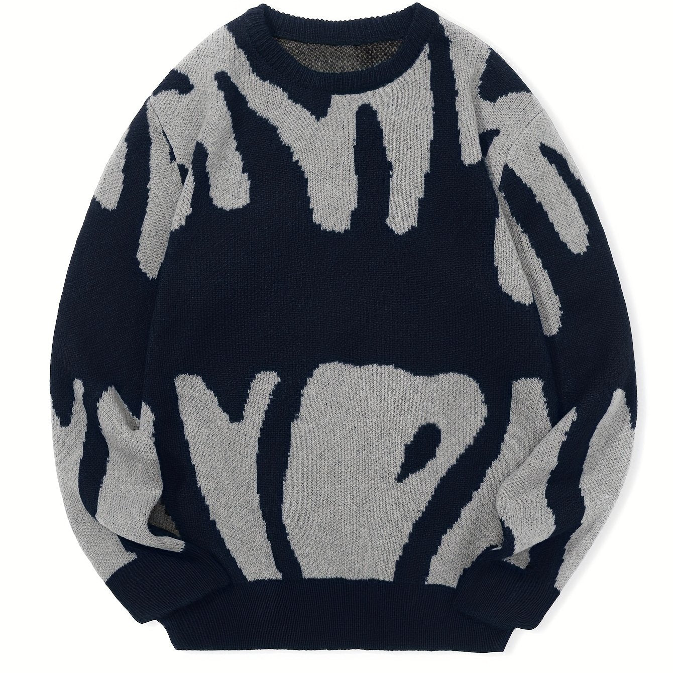 Knitted Letter Print Sweater