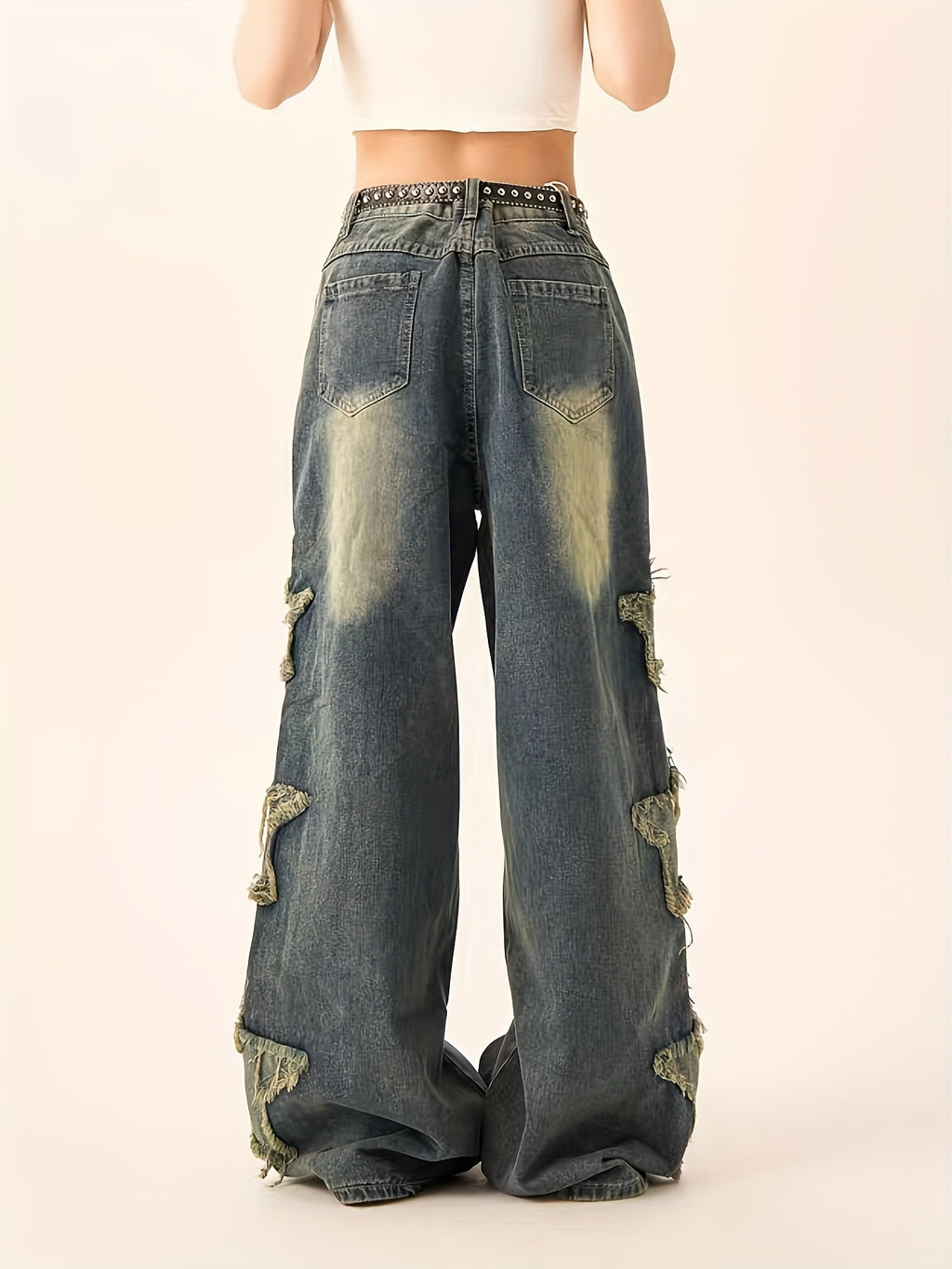 Y2K High-Waisted Patchwork Star Jeans