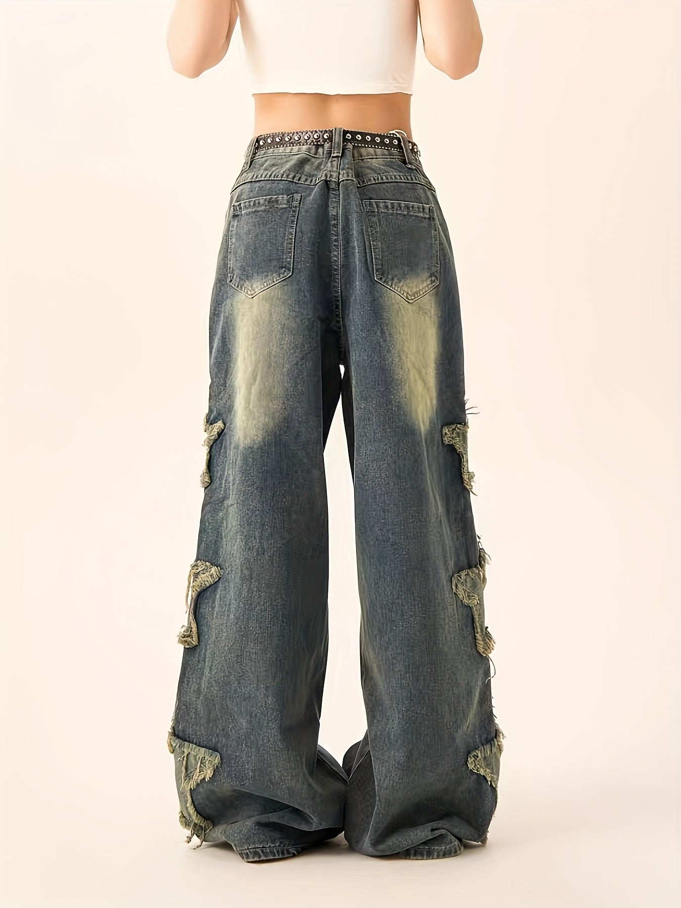 Y2K High-Waisted Patchwork Star Jeans