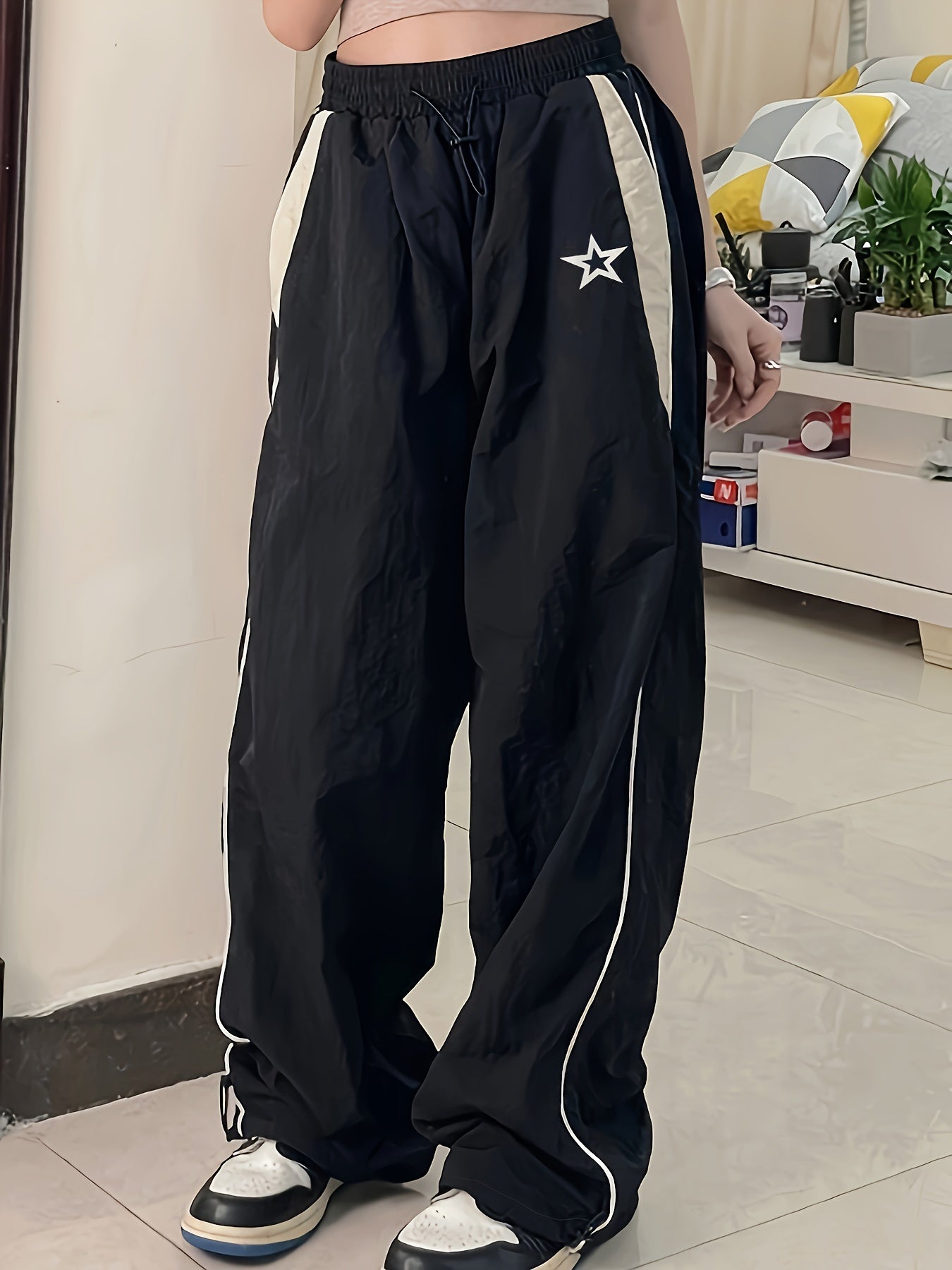 Star Print Loose Sweat Pants