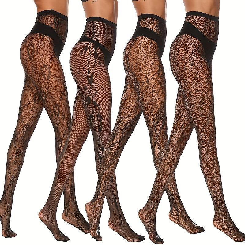 4 pairs Patterned Fishnets