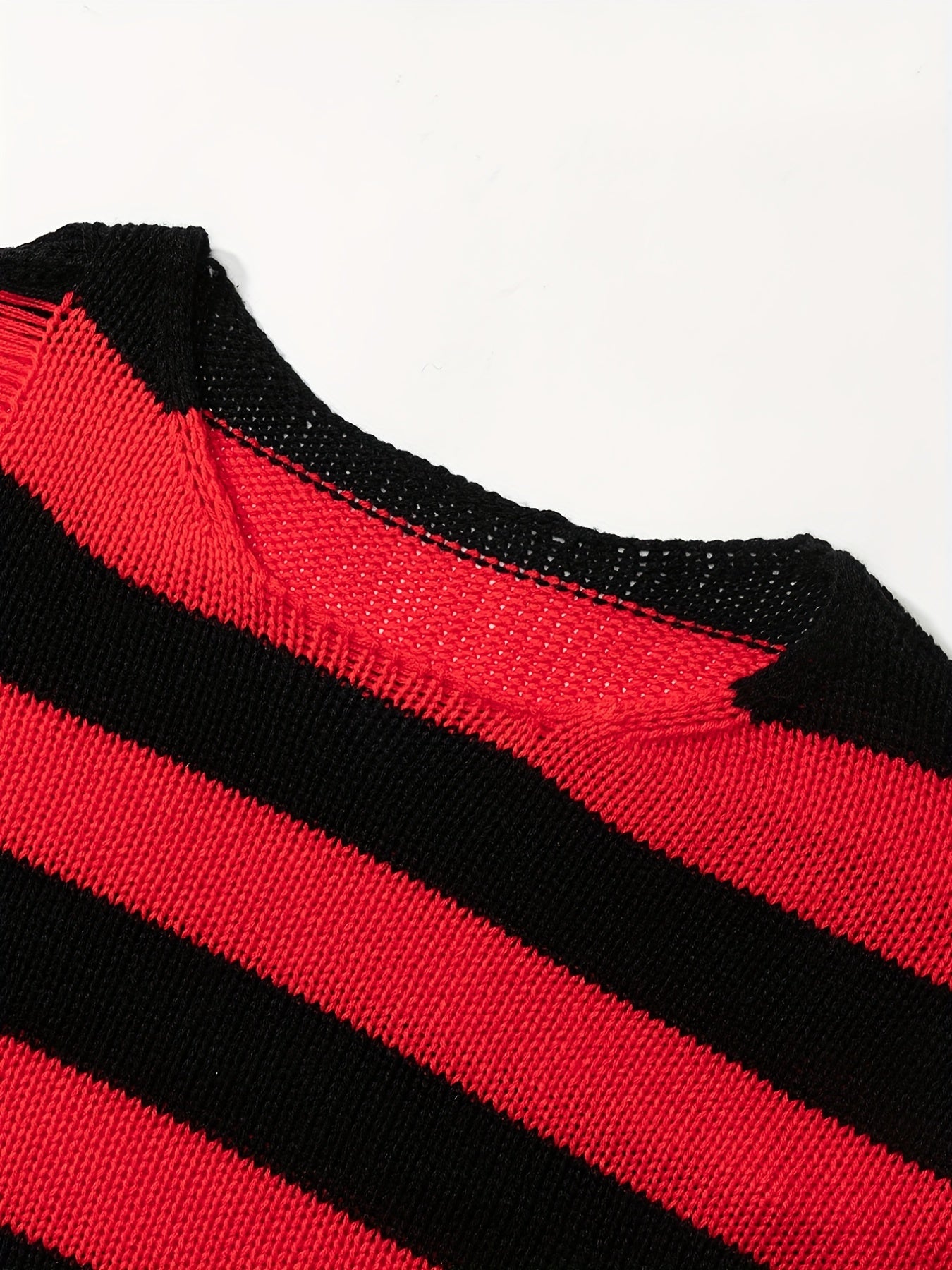 Retro Ripped Striped Sweater