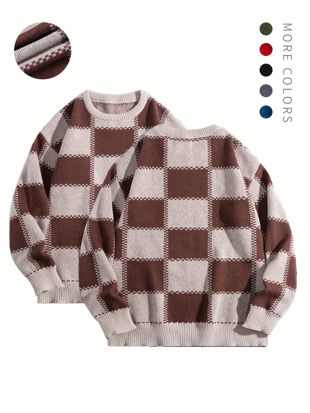 Checkered Knit Sweater