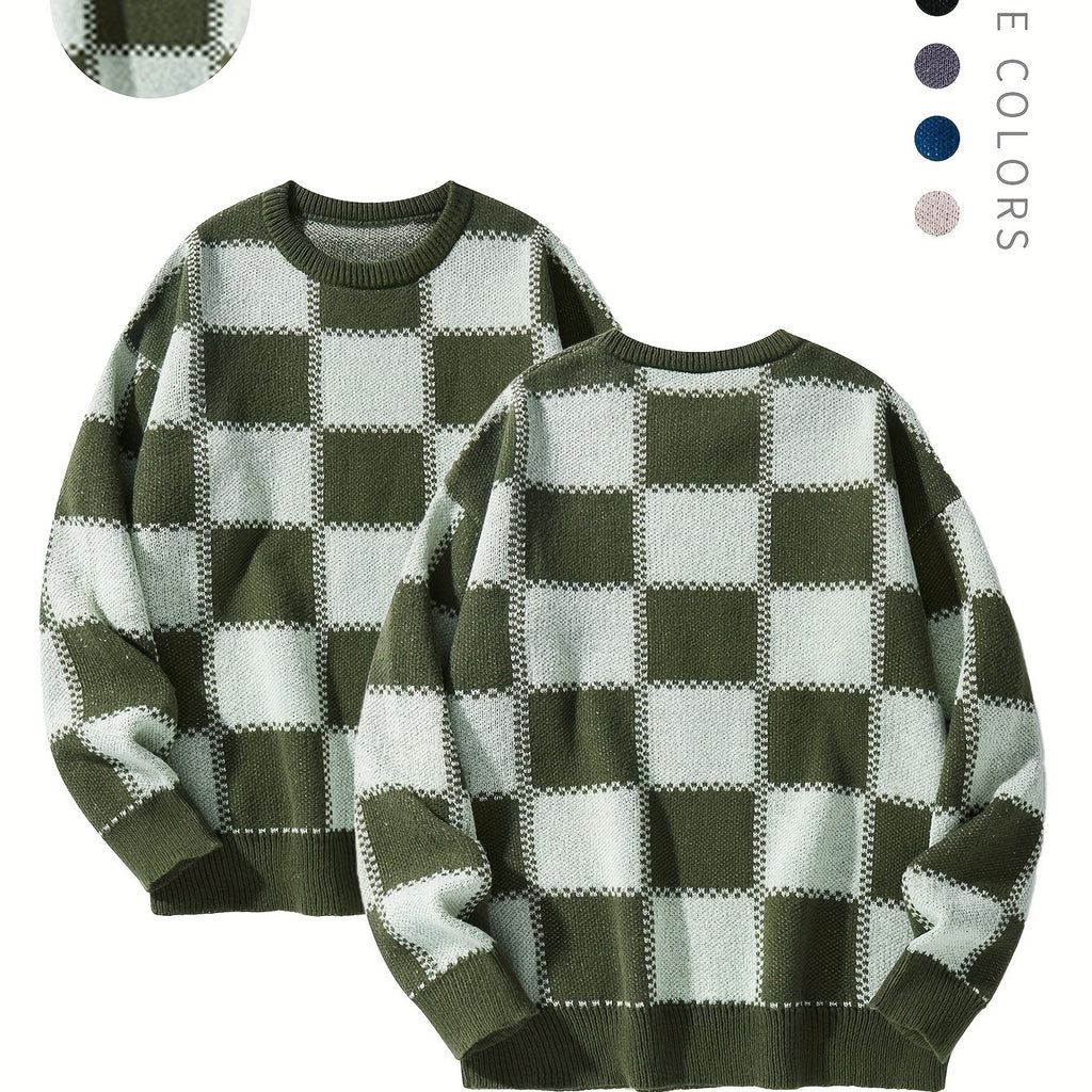 Checkered Knit Sweater
