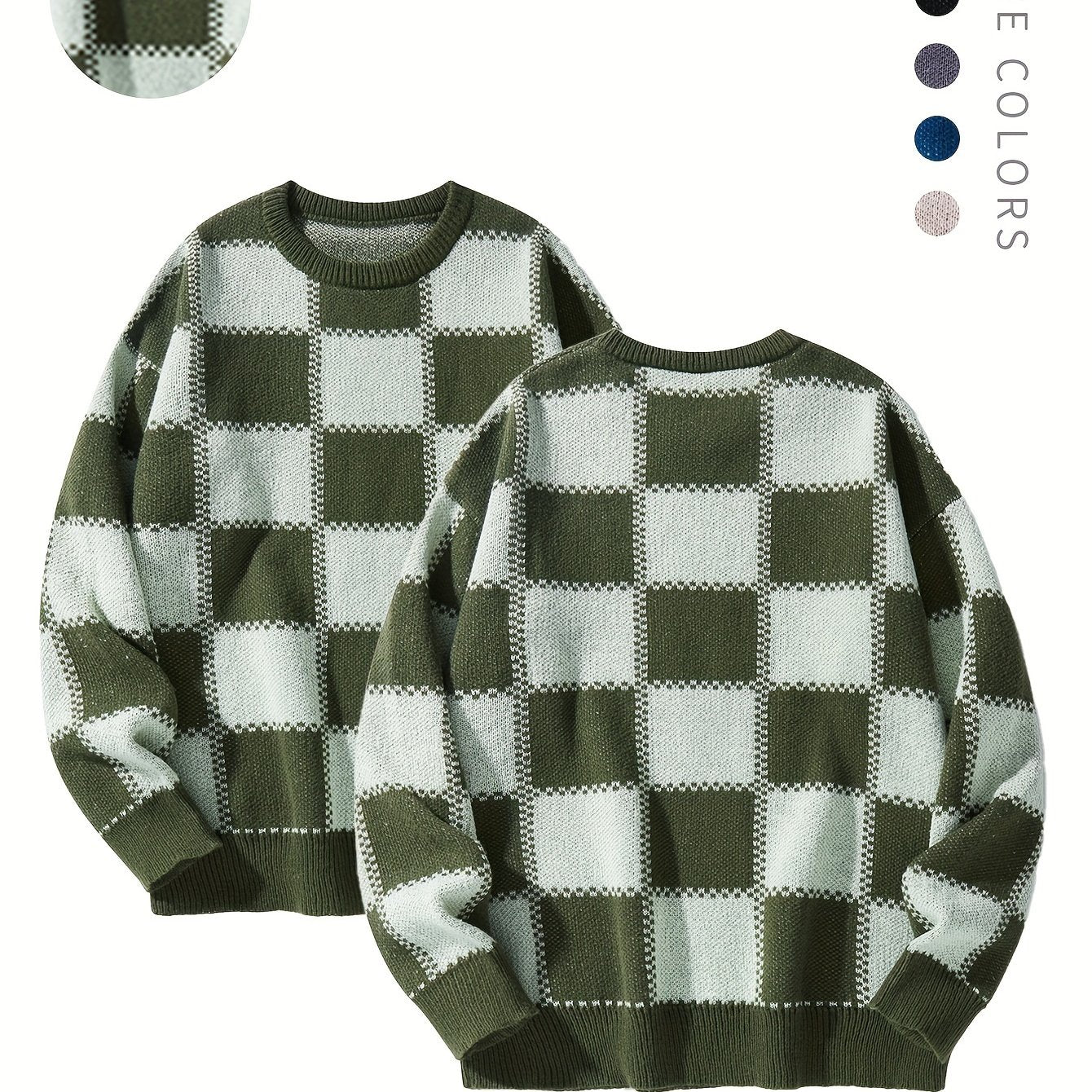 Checkered Knit Sweater