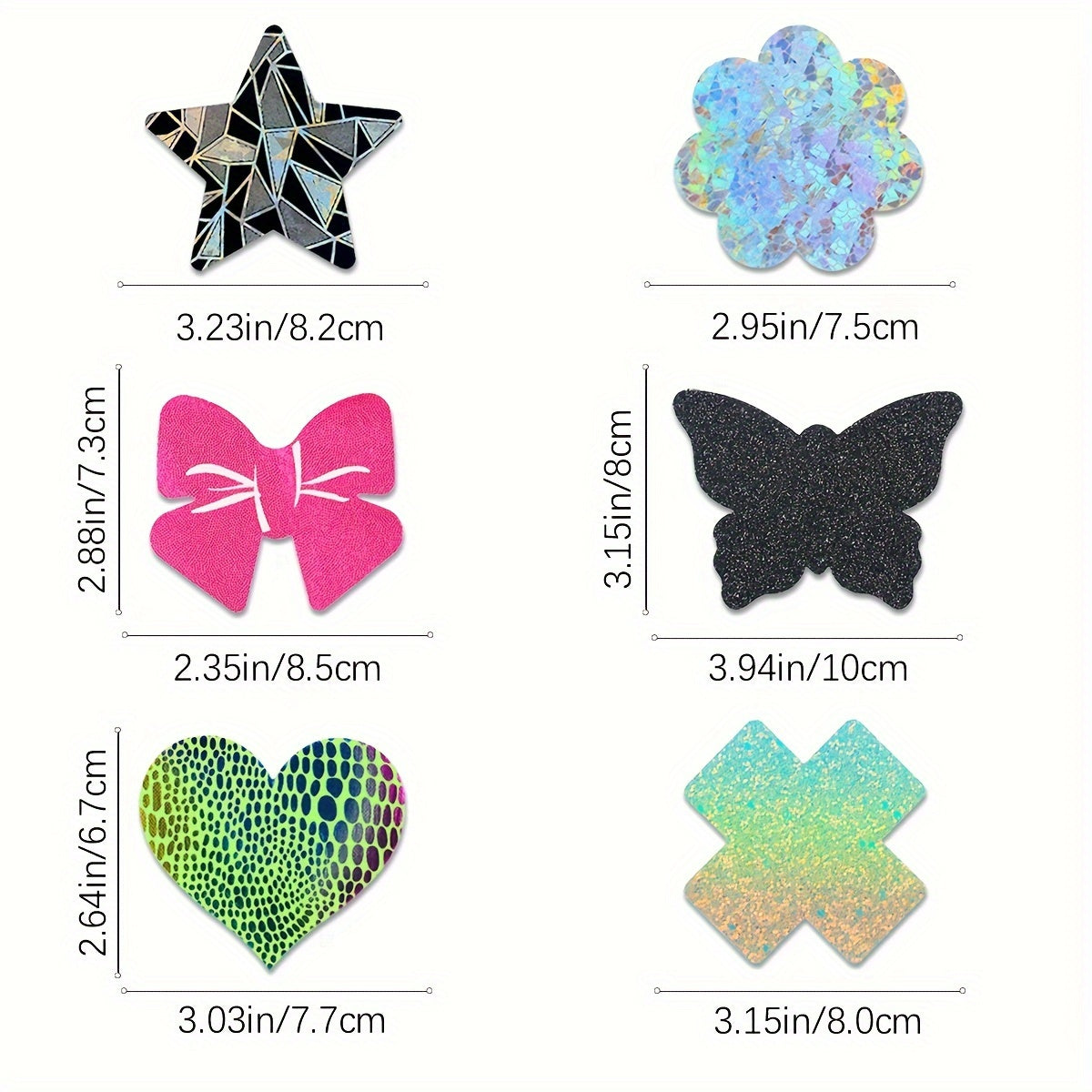 12 Pairs Holographic Neon Nipple Pasties