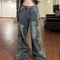 Y2K High-Waisted Patchwork Star Jeans