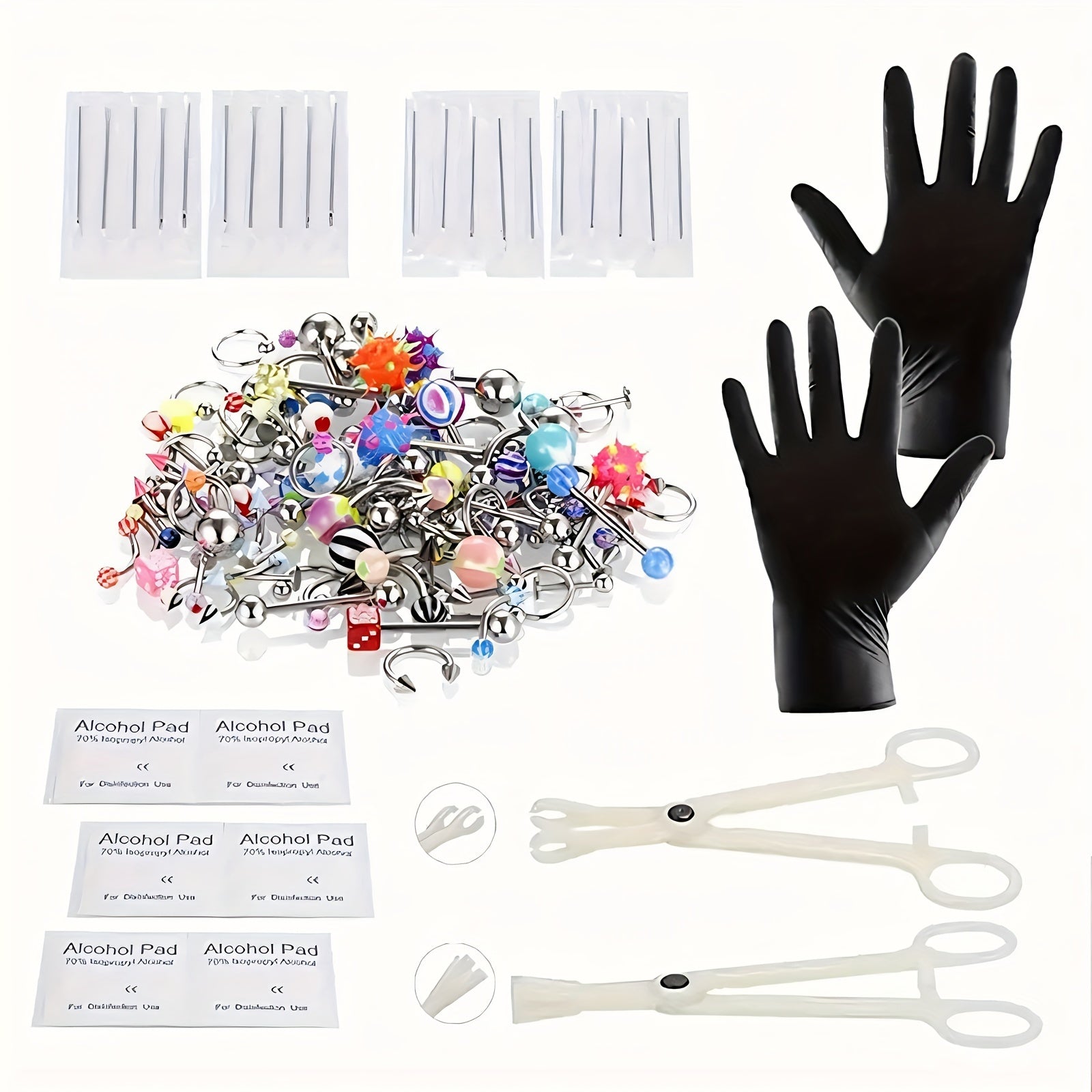Piercing Kit with 14G 16G Stainless Steel and Acrylic Jewelry
