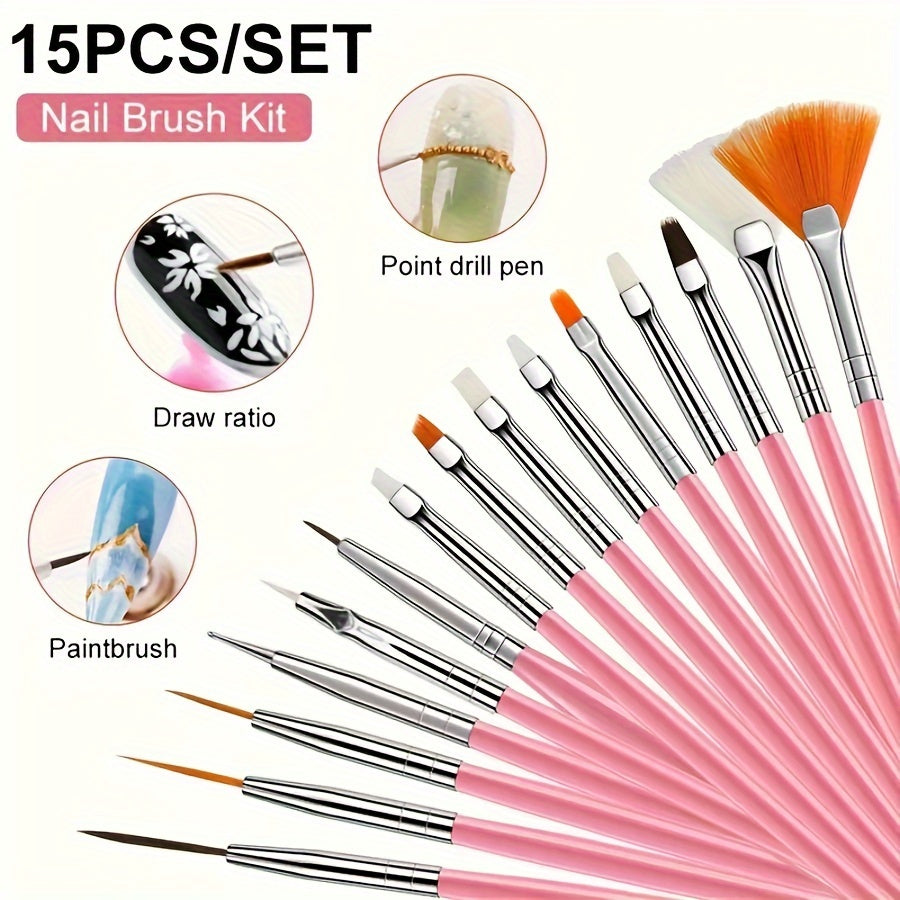 15-in-1 Stainless Steel Nail Art Tool Set