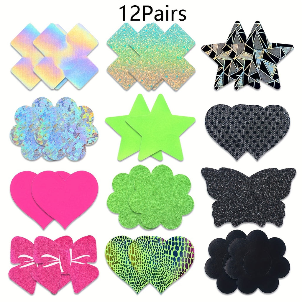 12 Pairs Holographic Neon Nipple Pasties