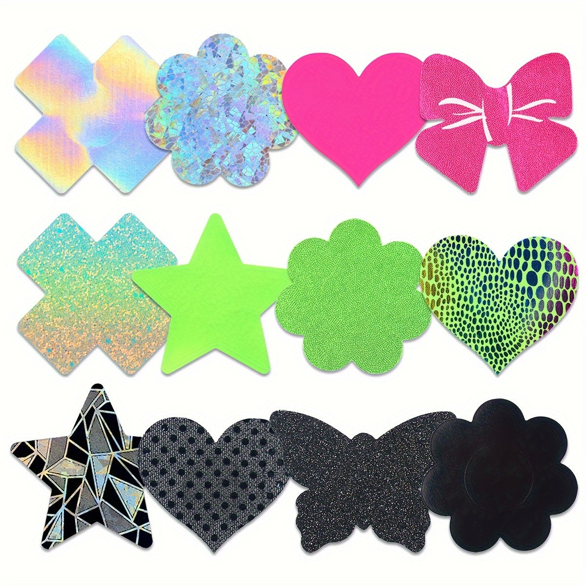 12 Pairs Holographic Neon Nipple Pasties