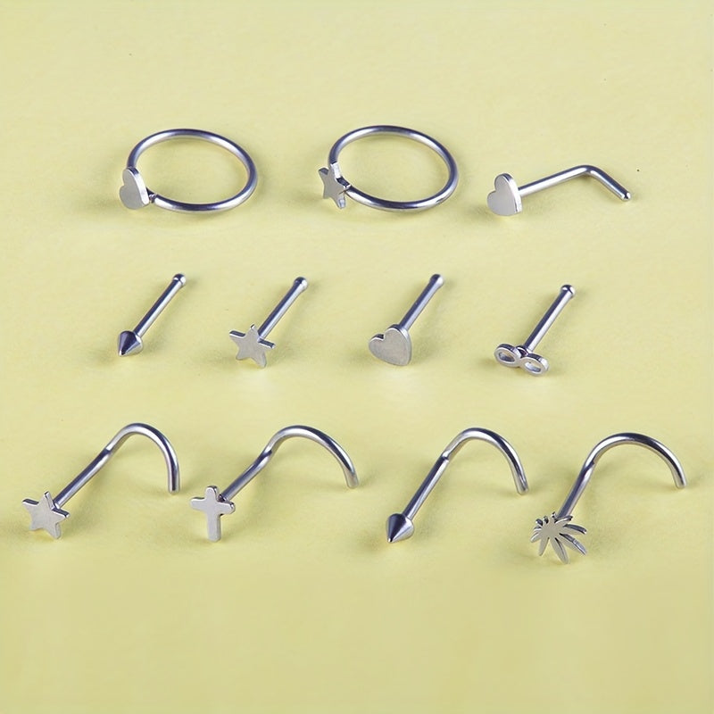 11PCS 316L Stainless Steel Nose Ring Set