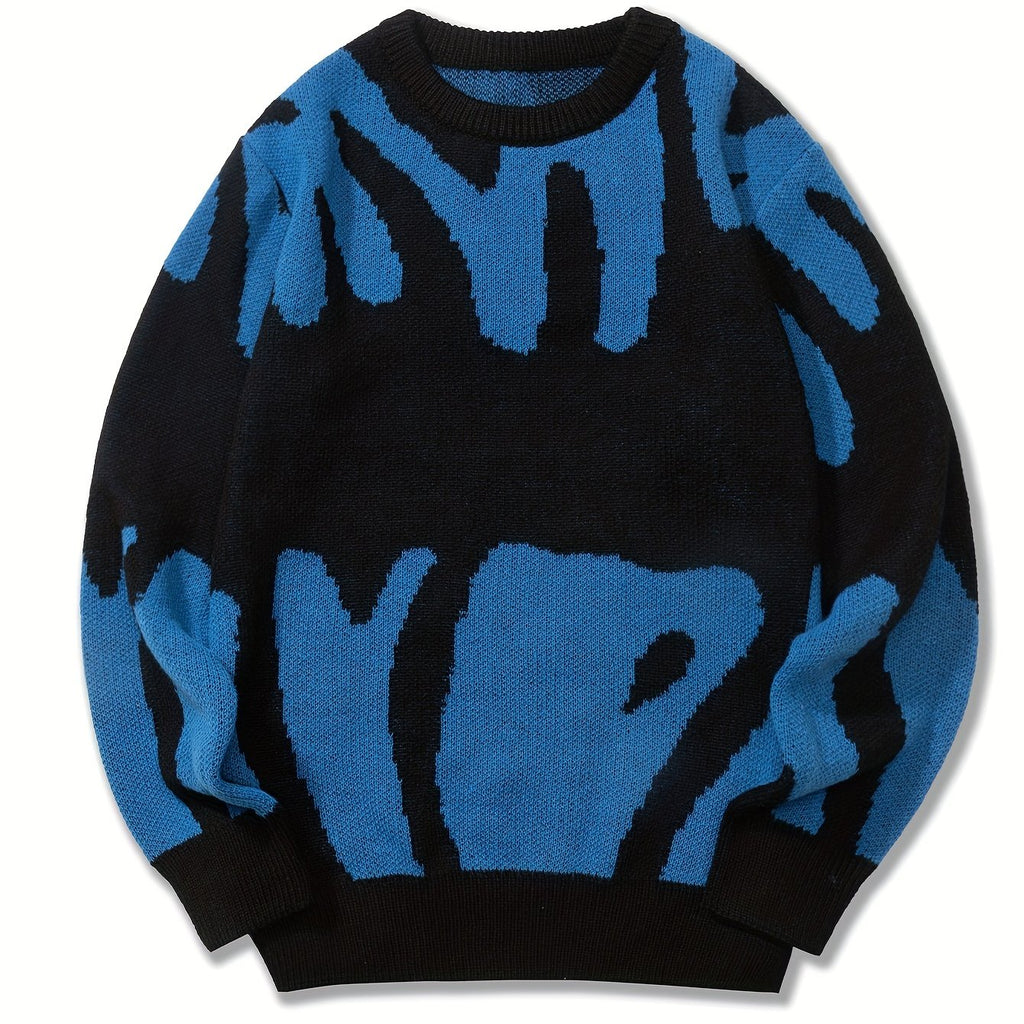 Knitted Letter Print Sweater