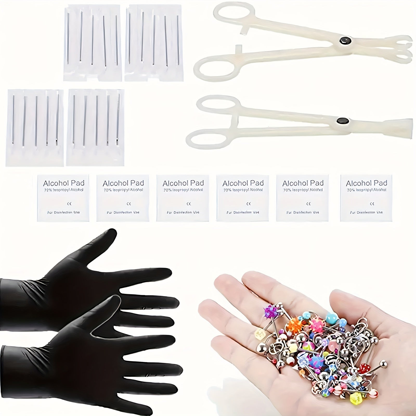Piercing Kit with 14G 16G Stainless Steel and Acrylic Jewelry