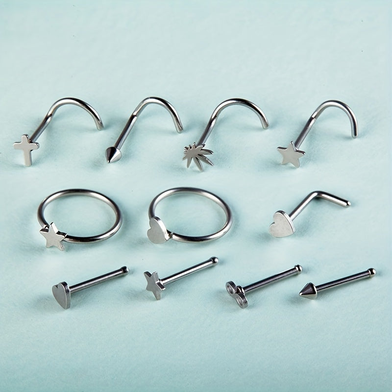 11PCS 316L Stainless Steel Nose Ring Set