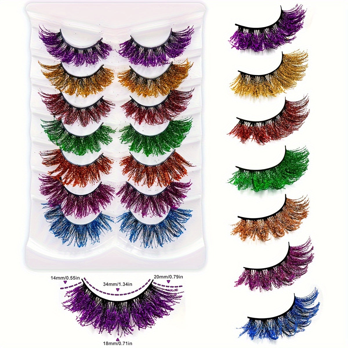 7 Pairs False Glittler Lashes