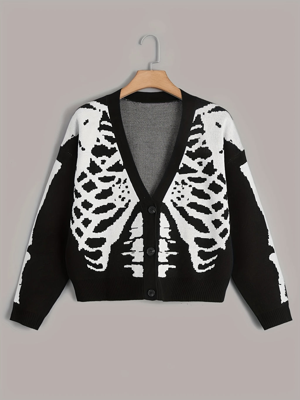 Skeleton Print Knit Cardigan