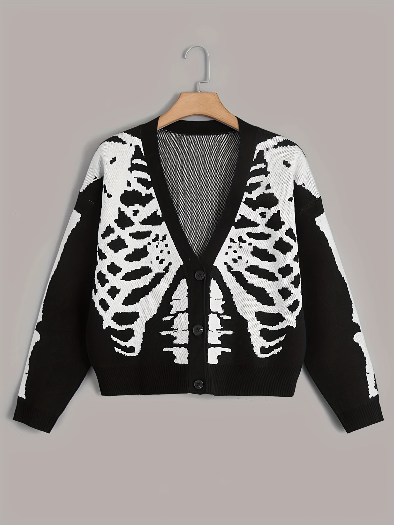 Skeleton Print Knit Cardigan