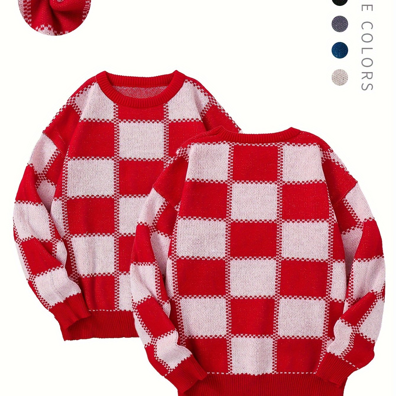Checkered Knit Sweater