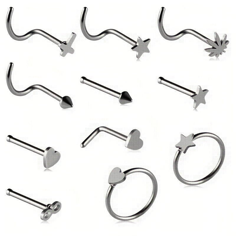 11PCS 316L Stainless Steel Nose Ring Set