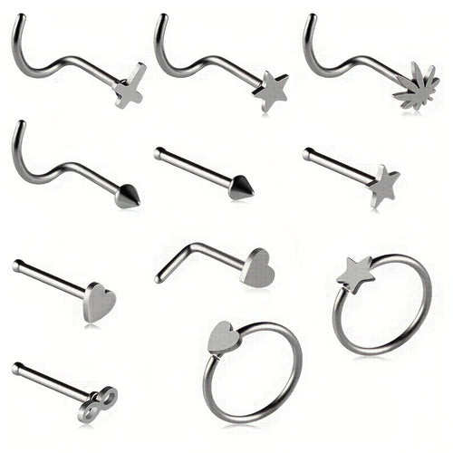11PCS 316L Stainless Steel Nose Ring Set