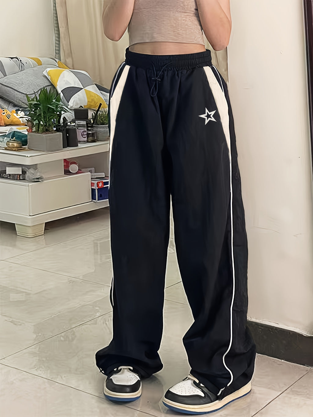 Star Print Loose Sweat Pants