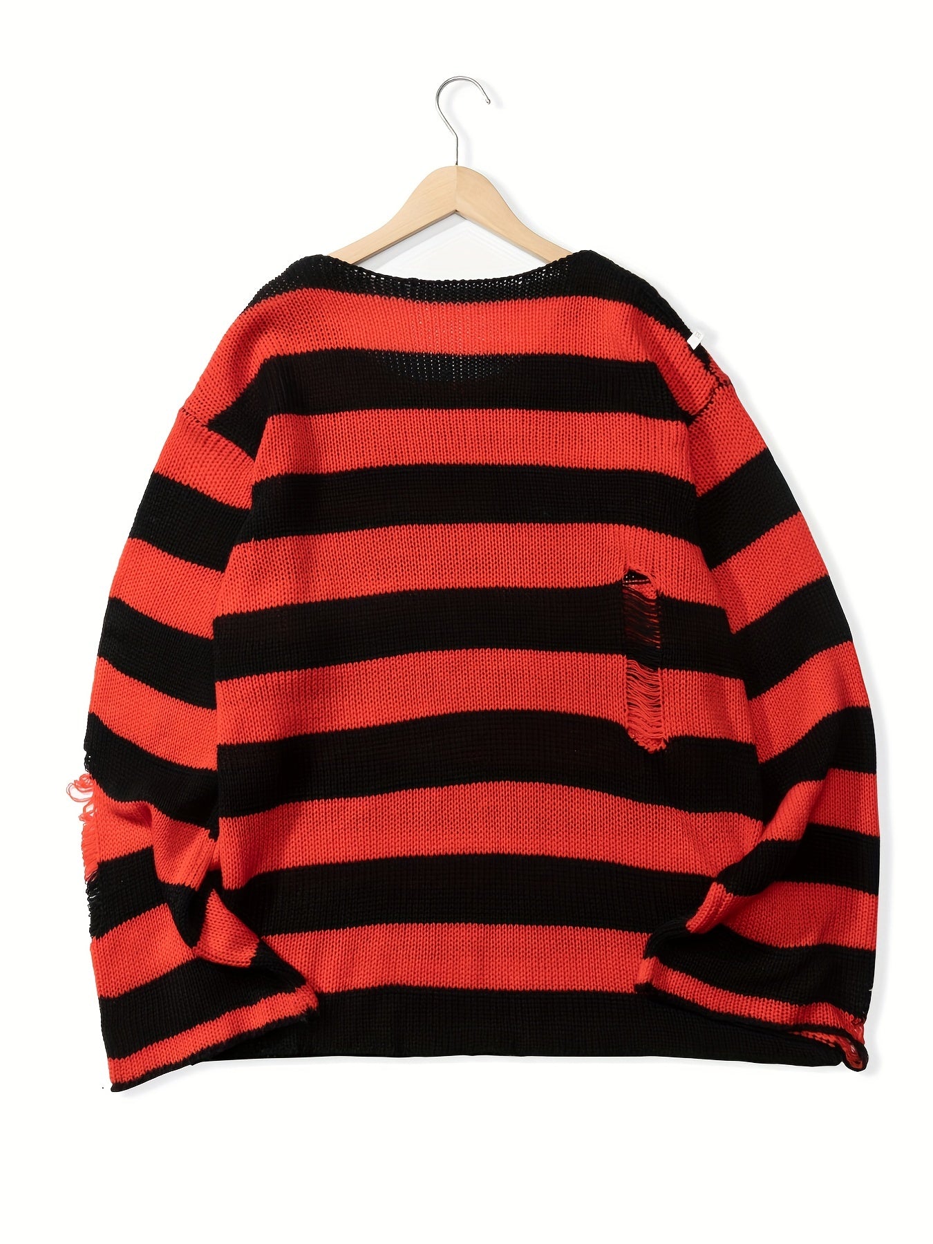 Retro Ripped Striped Sweater
