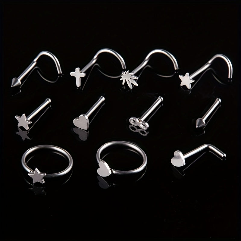 11PCS 316L Stainless Steel Nose Ring Set
