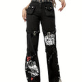 High Waist Bondage Print Jeans